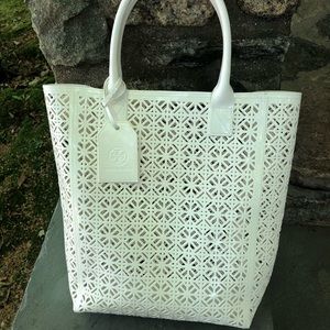 Tory Burch plastic perforated tote